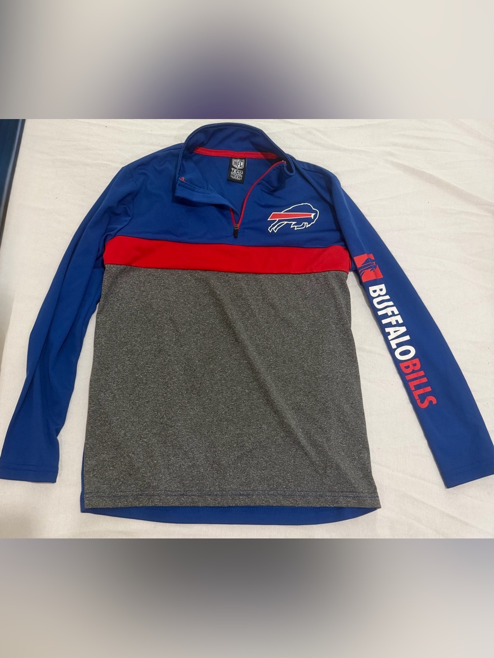 NFL Team Apparel Buffalo Bills 1/4 Zip Pullover Youth XL 14-16